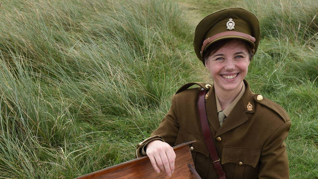 Beverley Palin with a 100-year-old trench organ