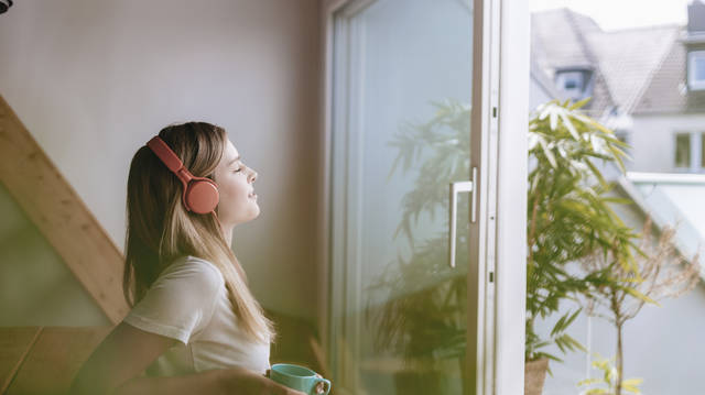 Woman listening to music