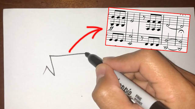 Beethoven's Fifth Symphony, played on a marker pen