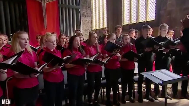 Hallé Youth Choir perform at a service for the victims of the Manchester Arena bombing