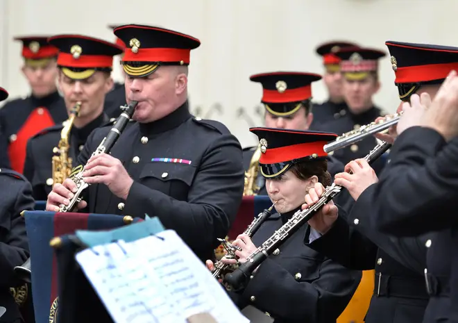 The Grenadier Guards Band performs at Wellington Barracks, 2017.