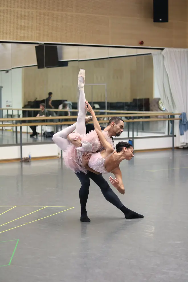 Brandon Lawrence and Céline Gittens rehearse for The Nutcracker