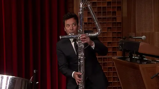 Jimmy Fallon plays the contrabass flute on The Tonight Show
