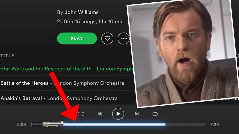 Spotify has a lightsaber as a play bar if you listen to the Star Wars sound...