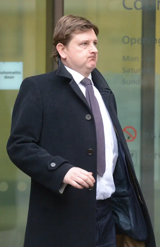 Matthew Feargrieve leaves Westminster Magistrates Court following his trial for assault