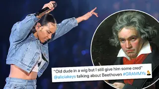 Alicia Keys shouts out ‘old dude in a wig’ Beethoven in her Grammys piano medley