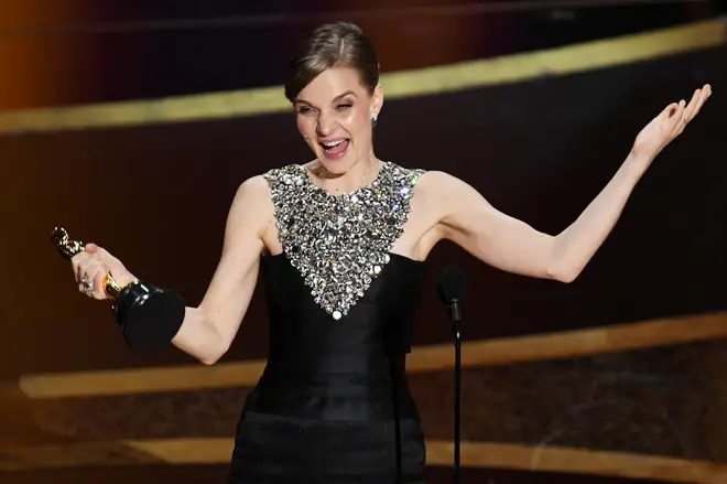 Hildur Guðnadóttir accepts the Music - Original Score - award for 'Joker' onstage during the 92nd Annual Academy Awards