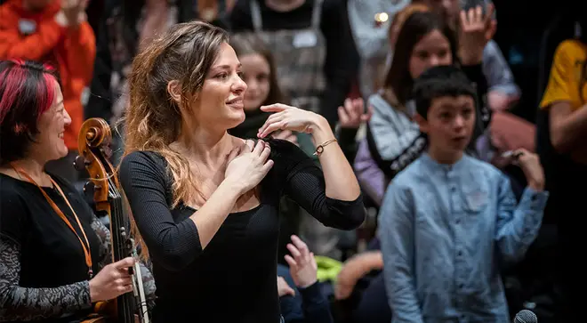 Violinist Nicola Benedetti, a campaigner for music education, performs with the Benedetti Foundation