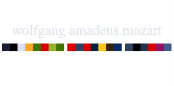 Mozart's name in colour
