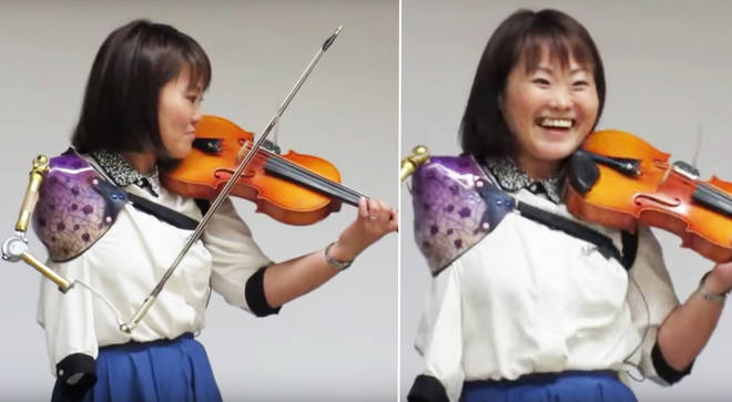 Girl blows audiences away by playing the violin with a prosthetic arm