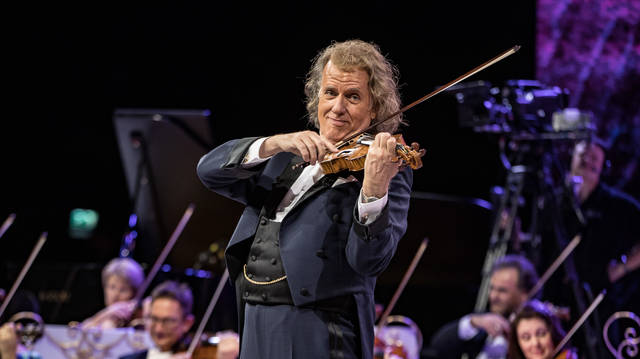 Dutch conductor André Rieu performs with his orchestra in Amsterdam