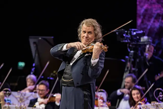 Dutch conductor André Rieu performs with his orchestra in Amsterdam