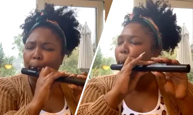 Lizzo plays the flute during 'mass meditation' to bring people together during coronavirus concerns