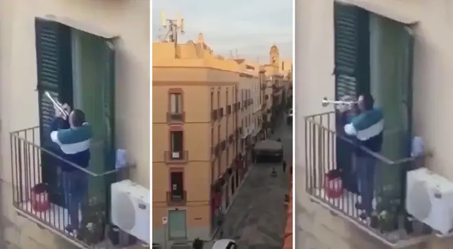 Quarantined trumpeter plays incredible ‘Imagine’ solo from balcony in Italy lockdown