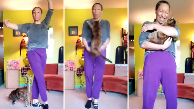 Cat interrupts at-home ballet class and steals the show
