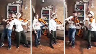 Twins perform violin duets during Italy’s lockdown