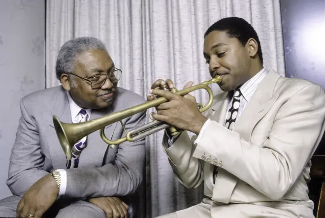 Ellis Marsalis Jr and Wynton Marsalis, backstage at The Blue Note in New York