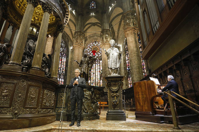 Andrea Bocelli in Duomo cathedral Milan