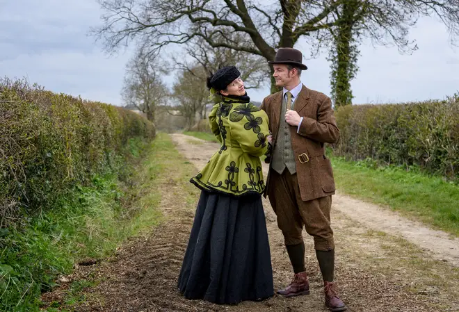 Couple go on daily walks in historical attire