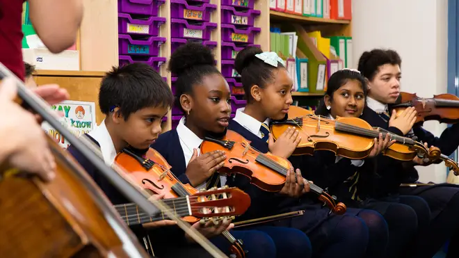 String players at St. Charles Primary School preview ABRSM Classical 100, October 2015
