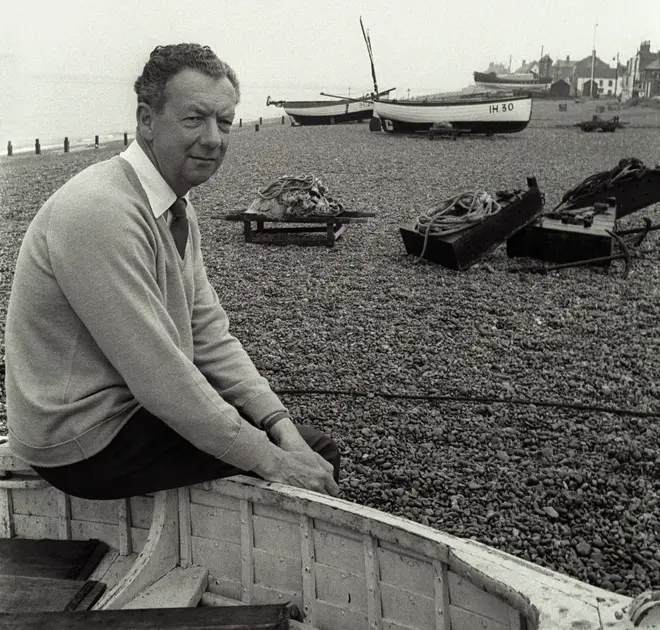 Sir Benjamin Britten on Aldeburgh Beach