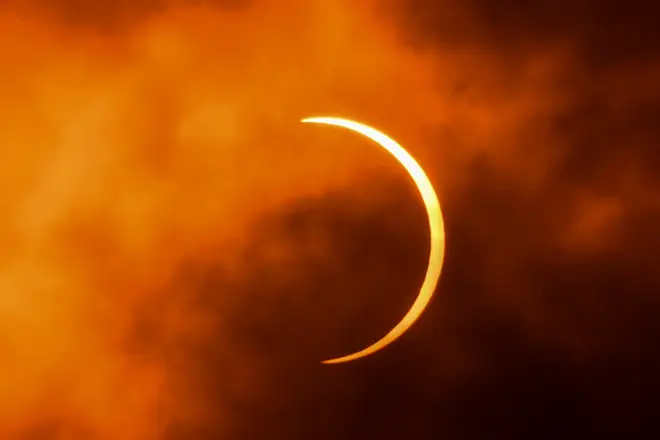The partially obscured sun captured in New Delhi during yesterday's rare annular solar eclipse