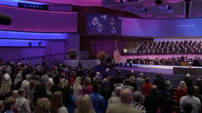 A choir and orchestra performed at a Texas church