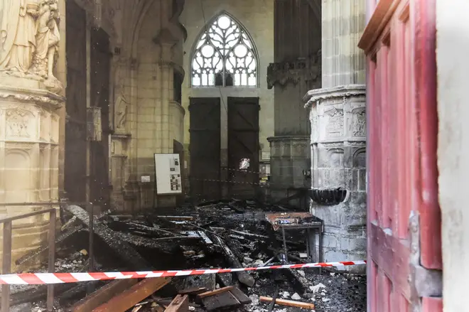 Damage inside Nantes cathedral following the fire