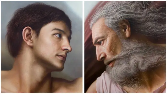 Artist creates realistic portraits of famous figures