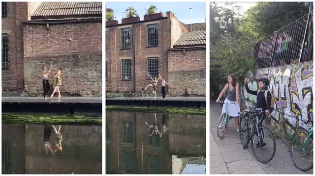 Pair perform ballet routine for surprised Londoners on canalside
