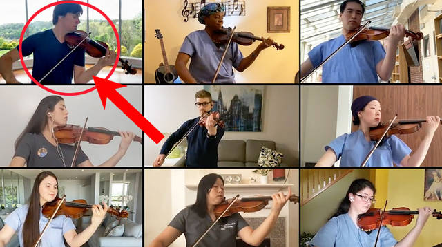 Joshua Bell plays Bach with healthcare workers