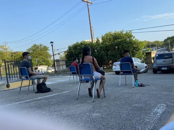 Viral photo shows Texas State University music class being held in a carpark