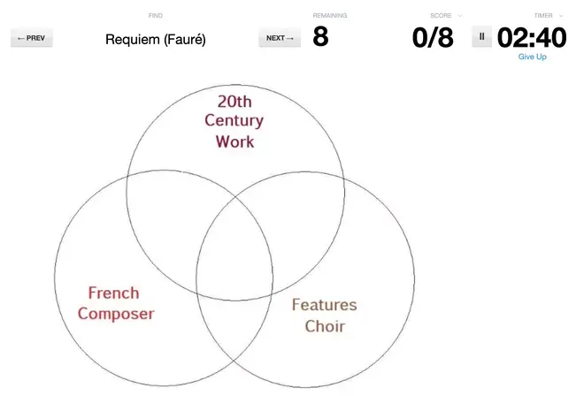 Classical Venn diagram quiz