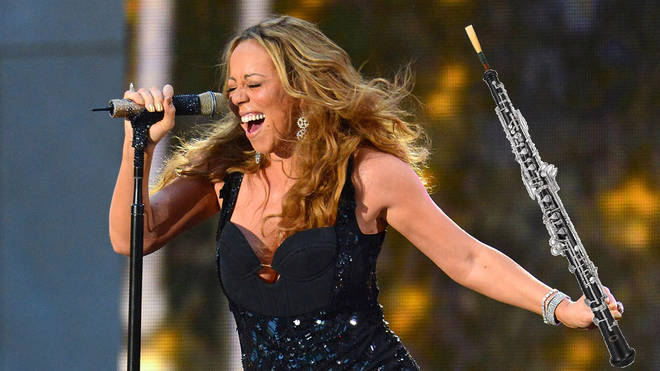 Mariah Carey with an oboe