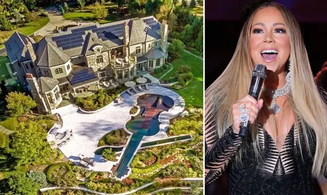 Mariah Carey has a swimming pool shaped like a violin in the garden of her rented home