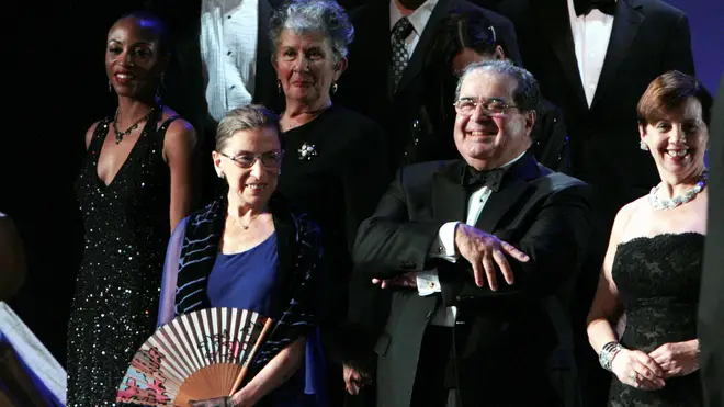 Ruth Bader Ginsberg and Justice Antonin Scalia appear on stage with Washington National Opera for opening night of the 2009 production of ‘Ariadne auf Naxos’.