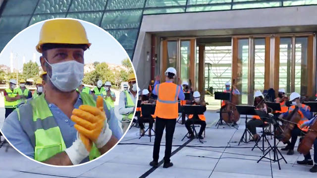 Orchestra thanks concert hall construction workers with live performance of Mozart
