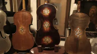 Some of the Violins of Hope, part of a collection founded by violin maker Amnon Weinstein.