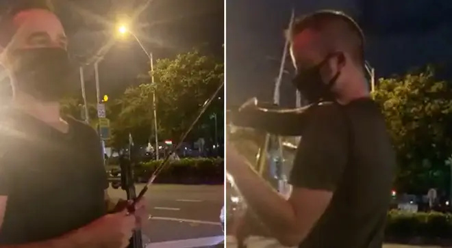 Violinist plays to drown out hate speech