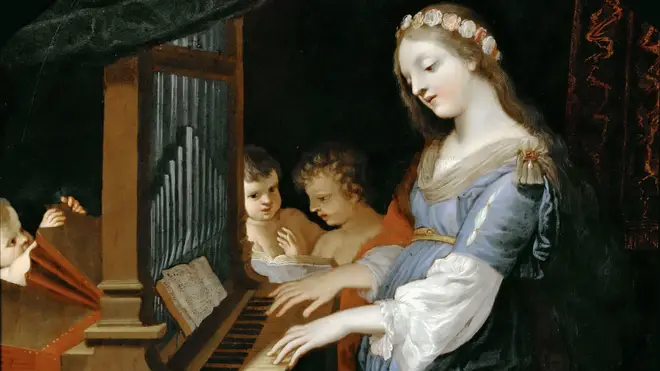 St Cecilia Playing The Organ painted by Jacques Stella, Musée du Louvre, Paris.