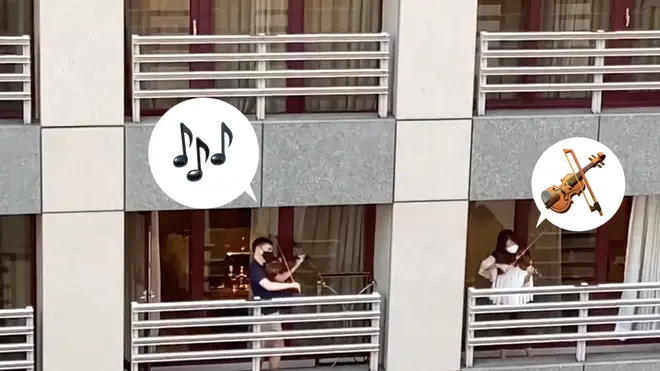 Kristin Lee and Matthew Lipman play on balconies in Taipei