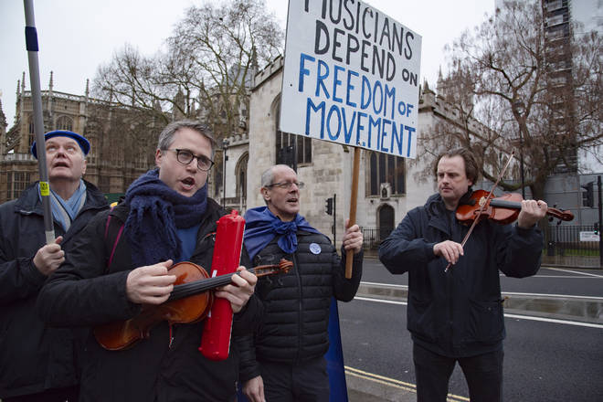 Pro-Remain musicians protest against Brexit deal