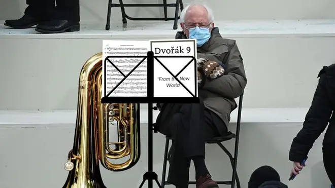 Bernie as... a bored tuba player in the New World Symphony