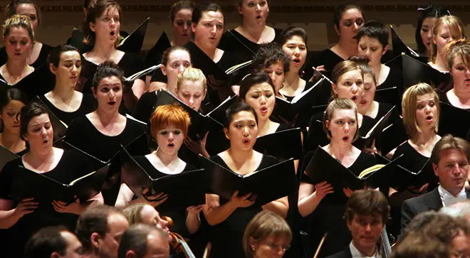 German riskiest language for singing? Westminster Symphonic Choir pictured singing Beethoven's 'Ode to Joy'