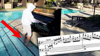 Musician plays Chopin ‘Waterfall’ Etude while paddling in water