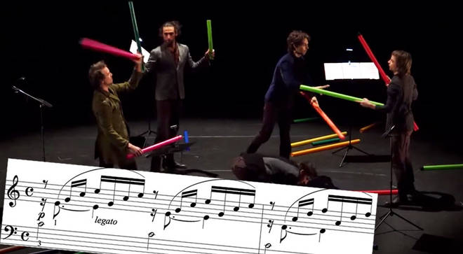 Jugglers play Bach on Boomwhackers