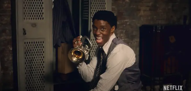 Chadwick Boseman stars as trumpet and cornet player Levee in Ma Rainey’s Black Bottom on Netflix.