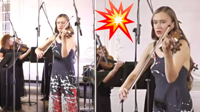 Show-stealing lightbulb explodes and terrifies violinist during serene string recital