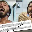 This is actual footage of Pavarotti singing in the shower