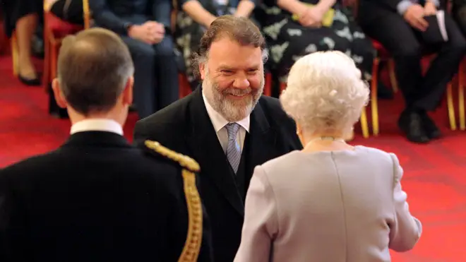 Her Majesty Queen Elizabeth II presents The Queen's Medal for Music to Welsh baritone Bryn Terfel.